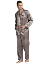 Men's silk satin pajamas suit casual wear - Image 2