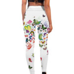 Printed Floral Butterfly Leggings High Waist Slim Yoga Pants Leggings - Image 3