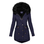 Women's Plush Hooded Parkas Winter Warm Thick  Zip-up Jackets Casual Mid-length Solid Buckle Pockets Coat Outerwear Clothing - Image 2