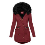 Women's Plush Hooded Parkas Winter Warm Thick  Zip-up Jackets Casual Mid-length Solid Buckle Pockets Coat Outerwear Clothing - Image 3
