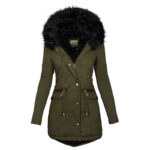 Women's Plush Hooded Parkas Winter Warm Thick  Zip-up Jackets Casual Mid-length Solid Buckle Pockets Coat Outerwear Clothing - Image 4