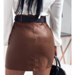 Elegant Fashion Rivets PU Leather Skirts Women - Image 4