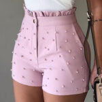 Explosive Style Women's Shorts, Gun Beads Solid Color Sexy Shorts Women - Image 3
