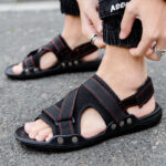 Casual Roman Sandals Men Strap Velcro Shoes - Image 3