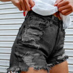 Women Printed Spring Summer Denim Shorts - Image 2