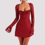 Y2K  Lace Long Sleeve Dress Fashion Sexy Corset Backless Lace Up Short Dresses Womens Clothing - Image 3
