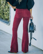 Ins Corduroy High Waist Flared Pants Fashion Casual Slim Solid Color Trousers Autumn And Winter Women's Clothing - Image 2