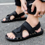 Casual Roman Sandals Men Strap Velcro Shoes - Image 2