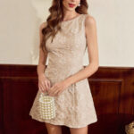 Floral Jacquard Sleeveless Dress French Minimalist Style Women's Summer Dress - Image 4