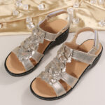Flowers Sandals Summer Velcro Wedges Shoes For Women - Image 4