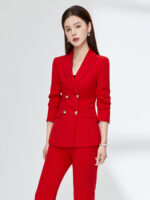 Professional Suit Set Womens Red Fashionable - Image 4