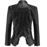 PU Leather Zippered Patchwork Jacket Coats - Image 4