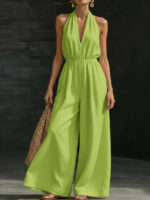 V-neck Halter Neck Jumpsuit For Women - Image 3