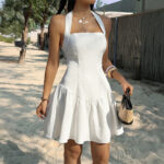 Slimming Ruffle-Trimmed Resort-Style Short Dress For Women - Image 3