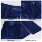 Seamless Imitation Denim Print Leggings Hollow Sexy Leggings - Image 3
