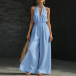 V-neck Halter Neck Jumpsuit For Women - Image 9