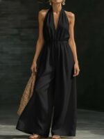 V-neck Halter Neck Jumpsuit For Women - Image 4