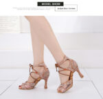 Mesh Studded Diamond Latin Dance Shoes For Women - Image 3