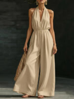 V-neck Halter Neck Jumpsuit For Women - Image 10