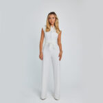 Fashion Elegant Long Sleeveless Jumpsuit Summer V-neck Casual Wide Leg Long Overalls Clothing For Women - Image 3