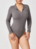 Fashion Long Sleeve Zipper Jumpsuit Seamless Slimming Shapewear For Women Romper - Image 3