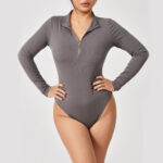 Fashion Long Sleeve Zipper Jumpsuit Seamless Slimming Shapewear For Women Romper - Image 4