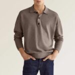 New Autumn Long Sleeve V-neck Buttons Men's Casual Jacket Polo Shirt - Image 3