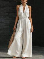 V-neck Halter Neck Jumpsuit For Women - Image 6