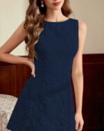 Floral Jacquard Sleeveless Dress French Minimalist Style Women's Summer Dress - Image 2