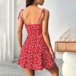 Floral Print Dress Summer Sweet A- Line Waist Trimming Dresses Women's Slimming Casual Clothing - Image 4