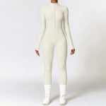 Warm Zipper Long-sleeved Jumpsuit Yoga Fitness Sports Pants Breathable Bodysuit Women's Clothing - Image 3