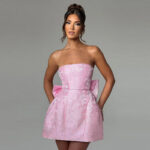 Women's Tube Top Dress With Big Bow Fashion Summer Sleeveless Pary Evenning Dresses - Image 4