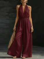 V-neck Halter Neck Jumpsuit For Women - Image 7