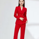 Professional Suit Set Womens Red Fashionable