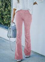 Ins Corduroy High Waist Flared Pants Fashion Casual Slim Solid Color Trousers Autumn And Winter Women's Clothing - Image 4