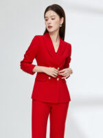 Professional Suit Set Womens Red Fashionable - Image 3