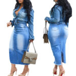 Women's Fashionable Hip-wrapped Stretch Denim Long Skirts - Image 2
