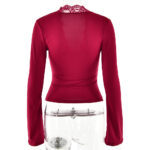Bottoming Shirt Long Sleeve Slim Fit V-neck Stitching Lace Lace-collared Blouse - Image 2