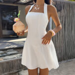 Slimming Ruffle-Trimmed Resort-Style Short Dress For Women