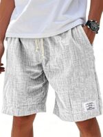 Fashionable Drawstring Textured Solid-Colored Shorts Beach Pants - Image 2