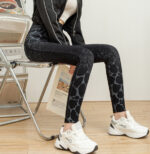 Stretchy Denim-Look Leggings With Leopard Print - Image 3