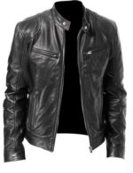 PU Leather Jacket Slim Leather Jacket - Image 2