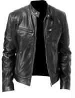 PU Leather Jacket Slim Leather Jacket - Image 3
