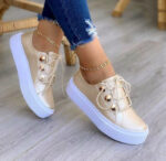 Lace-up Flats Sneakers Women Rivet Casual Shoes - Image 2