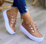 Lace-up Flats Sneakers Women Rivet Casual Shoes - Image 3